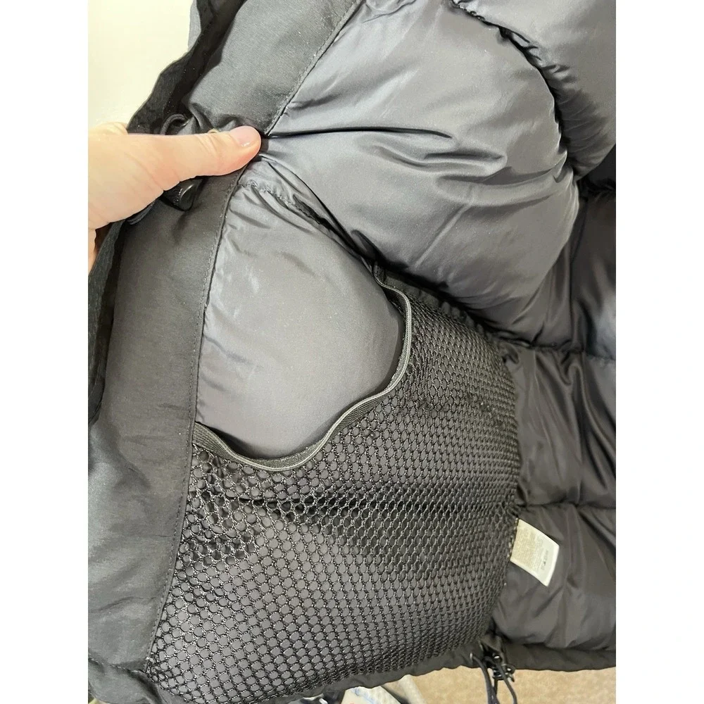 The North Face Mens Goose Down Parka Puffer Jacket L Black Fur‎ Hood Winter Warm